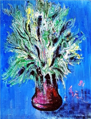 Pittura intitolato "natura in vaso" da Mario Fanconi, Opera d'arte originale, Olio