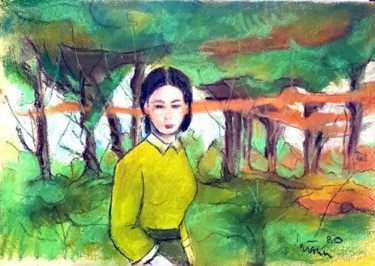Pittura intitolato "passeggiare nel bos…" da Mario Fanconi, Opera d'arte originale, Pastello