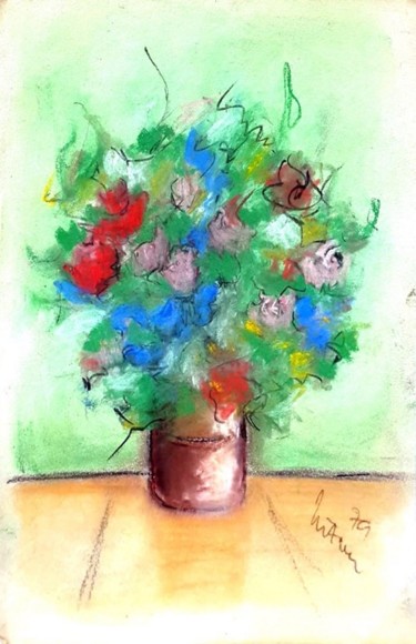 Pittura intitolato "poesia dei fiori" da Mario Fanconi, Opera d'arte originale, Pastello