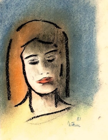 Pintura intitulada "donna maliziosa" por Mario Fanconi, Obras de arte originais, Pastel