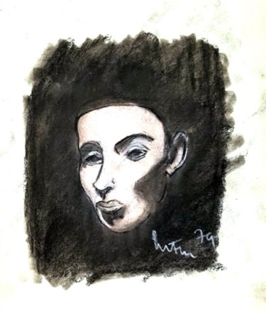 Painting titled "volto d'uomo" by Mario Fanconi, Original Artwork, Charcoal