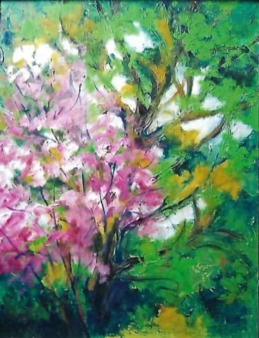 Pittura intitolato "Fiori rosa" da Mario Fanconi, Opera d'arte originale, Olio