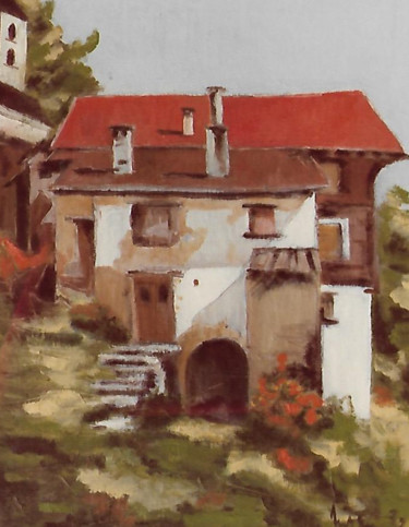 「Deggio casa di vaca…」というタイトルの絵画 Mario Fanconiによって, オリジナルのアートワーク, オイル