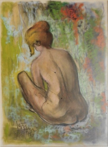 Peinture intitulée "Donna nuda" par Mario Fanconi, Œuvre d'art originale, Pastel