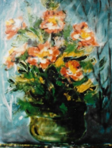 Pittura intitolato "Clivia in vaso" da Mario Fanconi, Opera d'arte originale, Olio