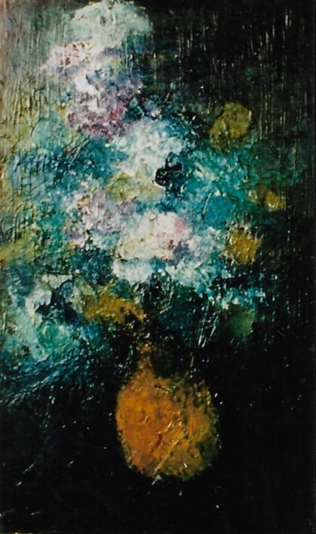 Malerei mit dem Titel "Ortensie in vaso" von Mario Fanconi, Original-Kunstwerk, Öl