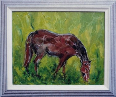 Pittura intitolato "Cavallo al pascolo" da Mario Fanconi, Opera d'arte originale, Olio