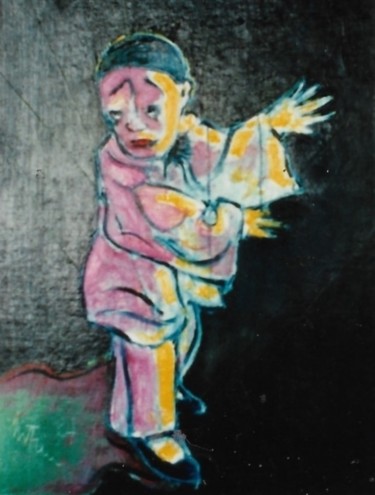 Schilderij getiteld "Piccolo clown" door Mario Fanconi, Origineel Kunstwerk, Olie