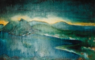 Painting titled "Tramonto sul Lago d…" by Mario Fanconi, Original Artwork, Oil