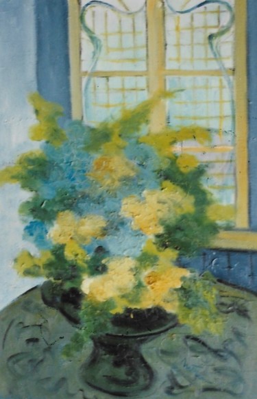 Pittura intitolato "Fiori gialli in vas…" da Mario Fanconi, Opera d'arte originale, Olio