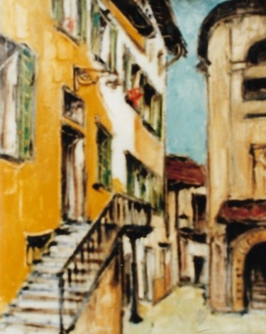 Painting titled "Villaggio del Ticino" by Mario Fanconi, Original Artwork, Oil