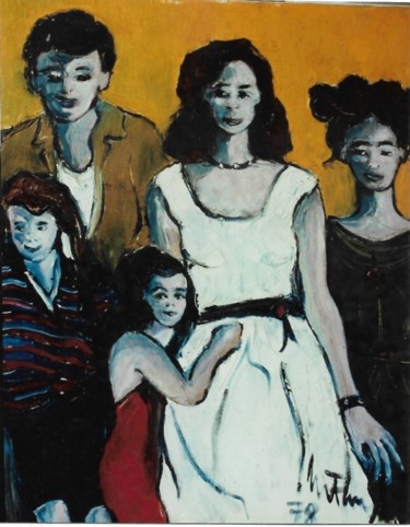 Pintura titulada "Famiglia riunita" por Mario Fanconi, Obra de arte original, Oleo