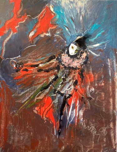Painting titled "Costumi di carnevale" by Mario Fanconi, Original Artwork, Oil