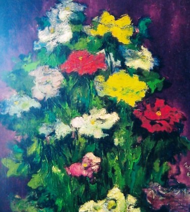 Pittura intitolato "sinfonia di fiori" da Mario Fanconi, Opera d'arte originale, Olio