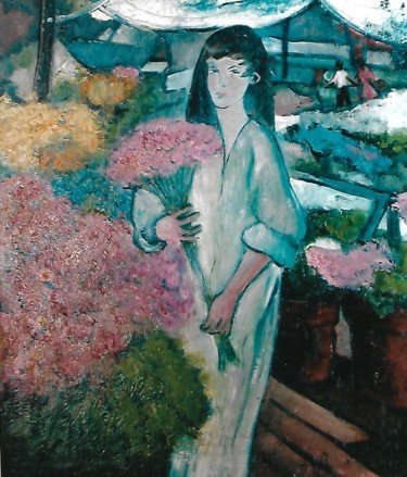 Peinture intitulée "incantevole mercato…" par Mario Fanconi, Œuvre d'art originale, Huile