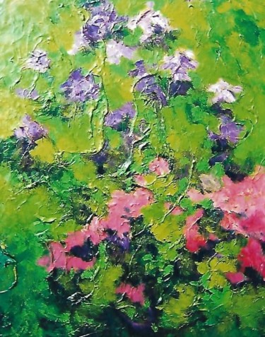 Painting titled "fiori rosa e viola" by Mario Fanconi, Original Artwork, Oil