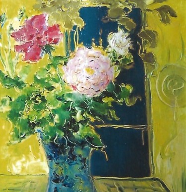Malerei mit dem Titel "stupende rose ripos…" von Mario Fanconi, Original-Kunstwerk, Öl