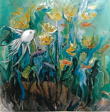Painting titled "acquario" by Mario Fanconi, Original Artwork, Oil