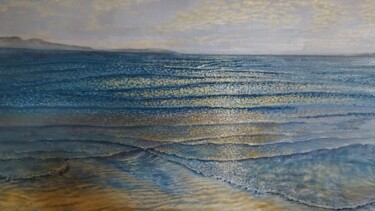 Painting titled "Luci fra le onde" by Mario Felice Lattuada, Original Artwork, Oil Mounted on Wood Stretcher frame