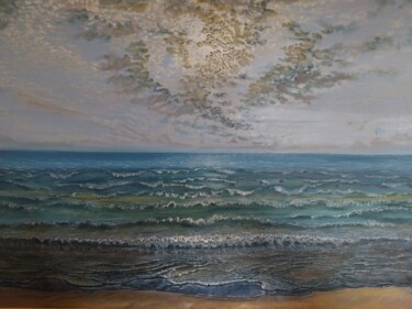Pittura intitolato "Il mare prima della…" da Mario Felice Lattuada, Opera d'arte originale, Olio Montato su Telaio per barel…
