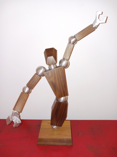 Sculpture titled "Robot AMB003" by Mario Forget (Atelier Méta-Bois), Original Artwork, Aluminium