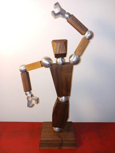 Скульптура под названием "Robot AMB 007" - Mario Forget (Atelier Méta-Bois), Подлинное произведение искусства, Алюминий