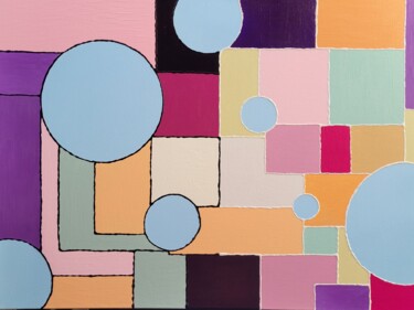 Malerei mit dem Titel ""Sieben Kreise"" von Mario Grasberger, Original-Kunstwerk, Acryl