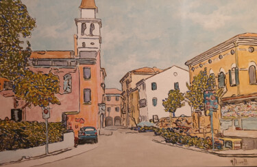 Pittura intitolato "La via del Duomo" da Mario Nicorelli, Opera d'arte originale, Acrilico
