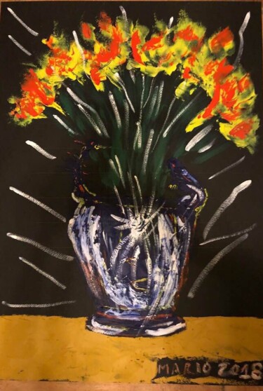 Painting titled "vaso di fiori" by Mario Pratesi, Original Artwork