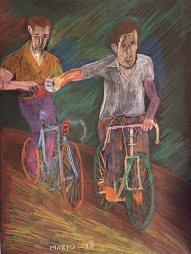 Peinture intitulée "Gino e Fausto" par Mario Pratesi, Œuvre d'art originale, Pastel