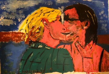 Painting titled "un bacio" by Mario Pratesi, Original Artwork, Oil