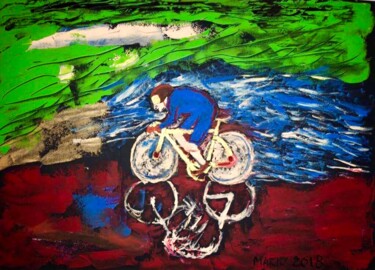 Painting titled "le cycliste" by Mario Pratesi, Original Artwork