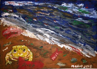 Peinture intitulée "frog and pollution" par Mario Pratesi, Œuvre d'art originale
