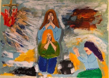 Painting titled "the prayer" by Mario Pratesi, Original Artwork, Oil