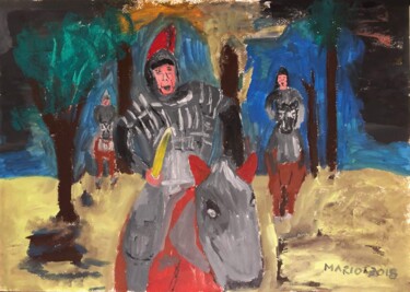 Painting titled "Il Gladiatore" by Mario Pratesi, Original Artwork, Oil