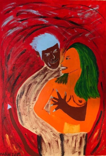 Pittura intitolato "la mano del diavolo" da Mario Pratesi, Opera d'arte originale, Olio