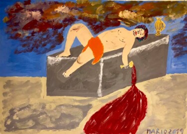 Peinture intitulée "Dioniso ebbro" par Mario Pratesi, Œuvre d'art originale, Huile