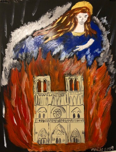 Painting titled "Notre dame" by Mario Pratesi, Original Artwork, Oil