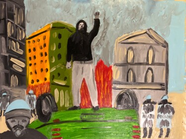 "Genova 2001" başlıklı Tablo Mario Pratesi tarafından, Orijinal sanat, Petrol