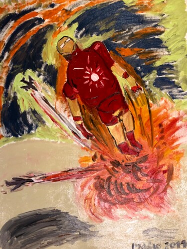 Peinture intitulée "Iron man" par Mario Pratesi, Œuvre d'art originale, Huile