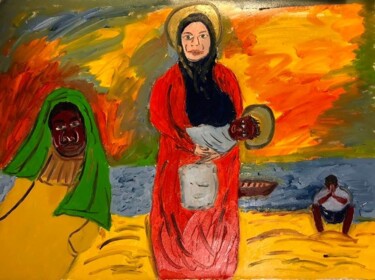 Pittura intitolato "Sacra famiglia" da Mario Pratesi, Opera d'arte originale, Olio