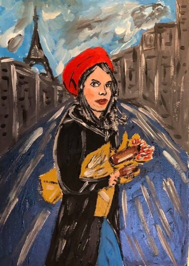 Painting titled "la parisien" by Mario Pratesi, Original Artwork, Oil