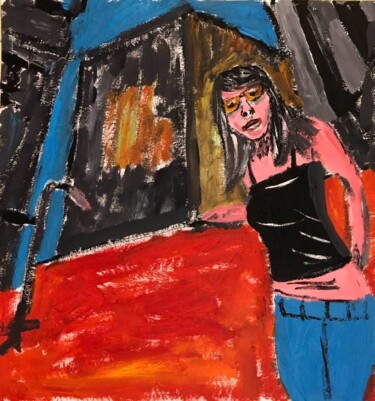 Painting titled "Girl in NYC" by Mario Pratesi, Original Artwork, Oil