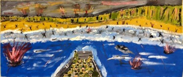 Peinture intitulée "Normandie 1944" par Mario Pratesi, Œuvre d'art originale, Huile