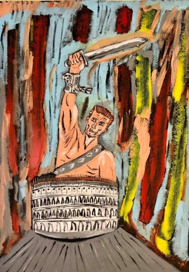Painting titled "Spartacus" by Mario Pratesi, Original Artwork, Oil