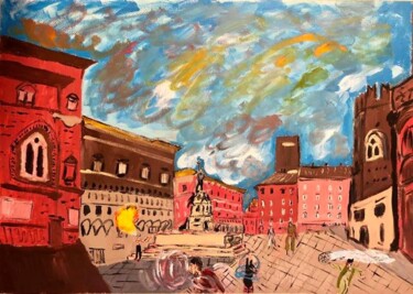 Painting titled "Bologna la vella" by Mario Pratesi, Original Artwork, Oil