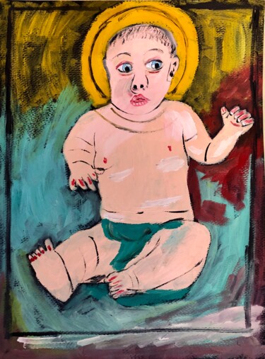 Painting titled "Sacro Bambino" by Mario Pratesi, Original Artwork, Oil