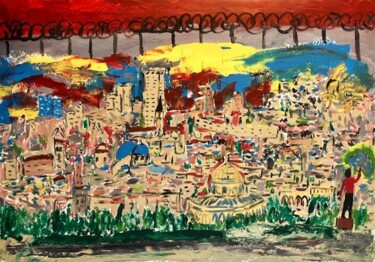 Painting titled "Jerusalem wall" by Mario Pratesi, Original Artwork, Oil