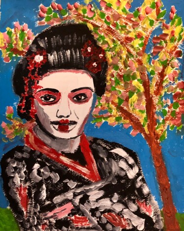 Peinture intitulée "La geisha" par Mario Pratesi, Œuvre d'art originale, Huile