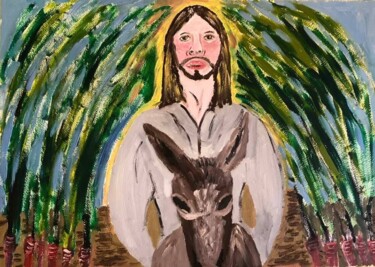 Peinture intitulée "Cristo entra in Ger…" par Mario Pratesi, Œuvre d'art originale, Huile
